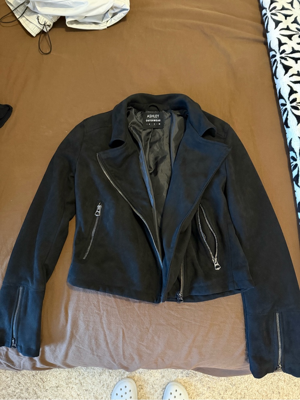 Ashley Outerwear Black Suede Moto Jacket